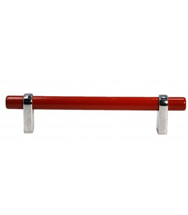 Poignée de meuble zamack rouge pied chromé 96mm