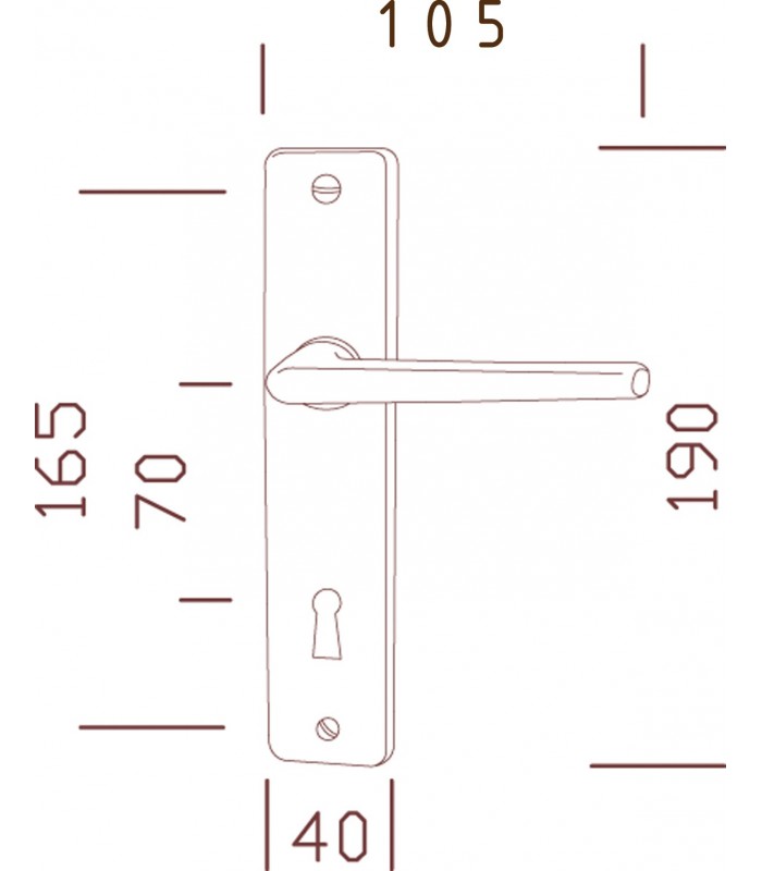 POIGNET ALU CHAMPAGNE POUR BLOC PORTE 165MM